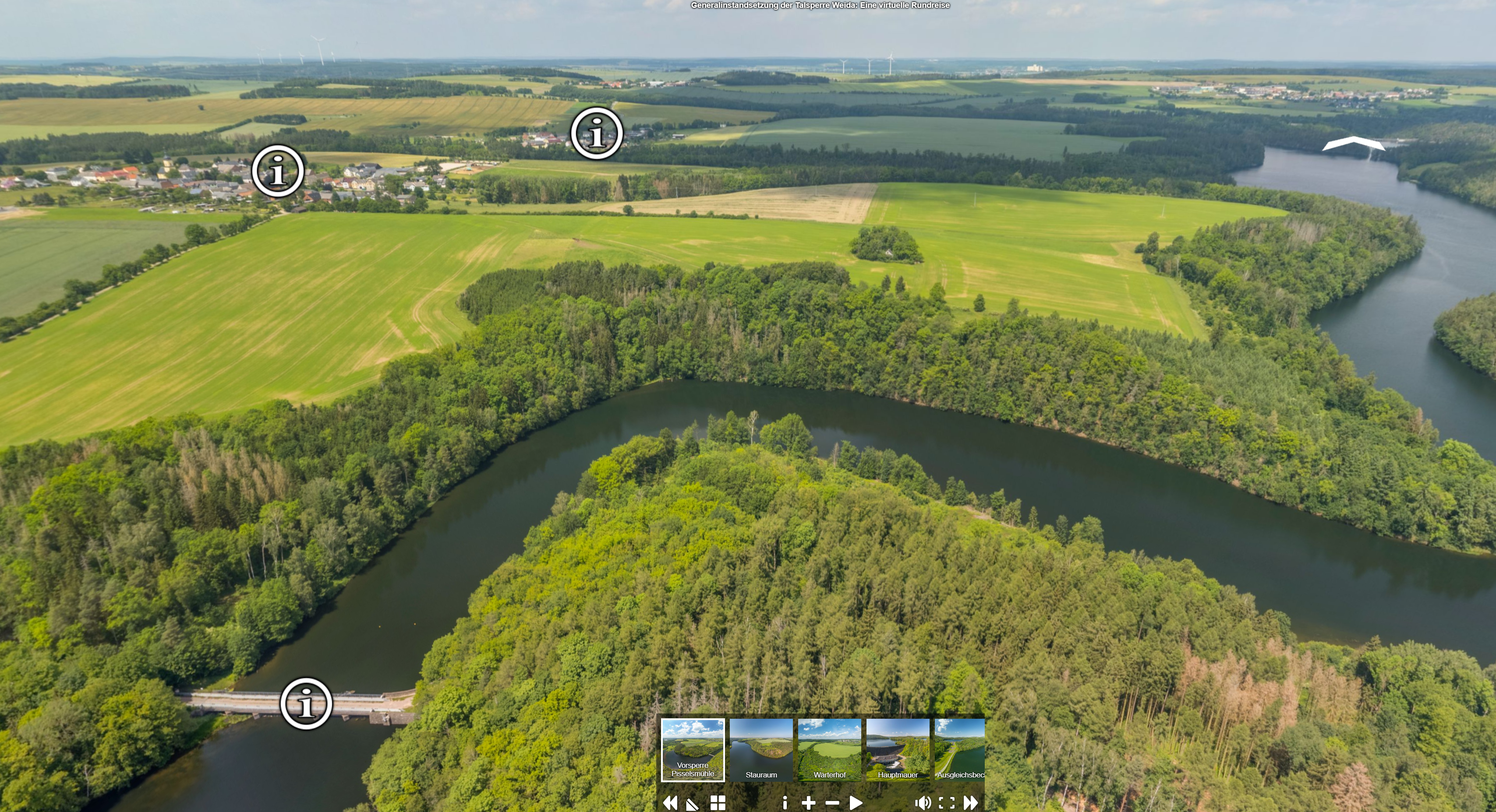 Startbild für den Rundgang zu den Maßnahmen entlang der Talsperre Weida