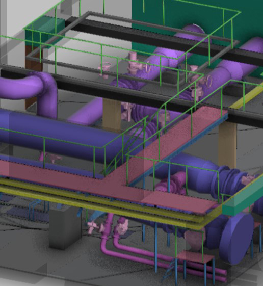 Bau und technologische Ausrüstungen im 3D-Modell