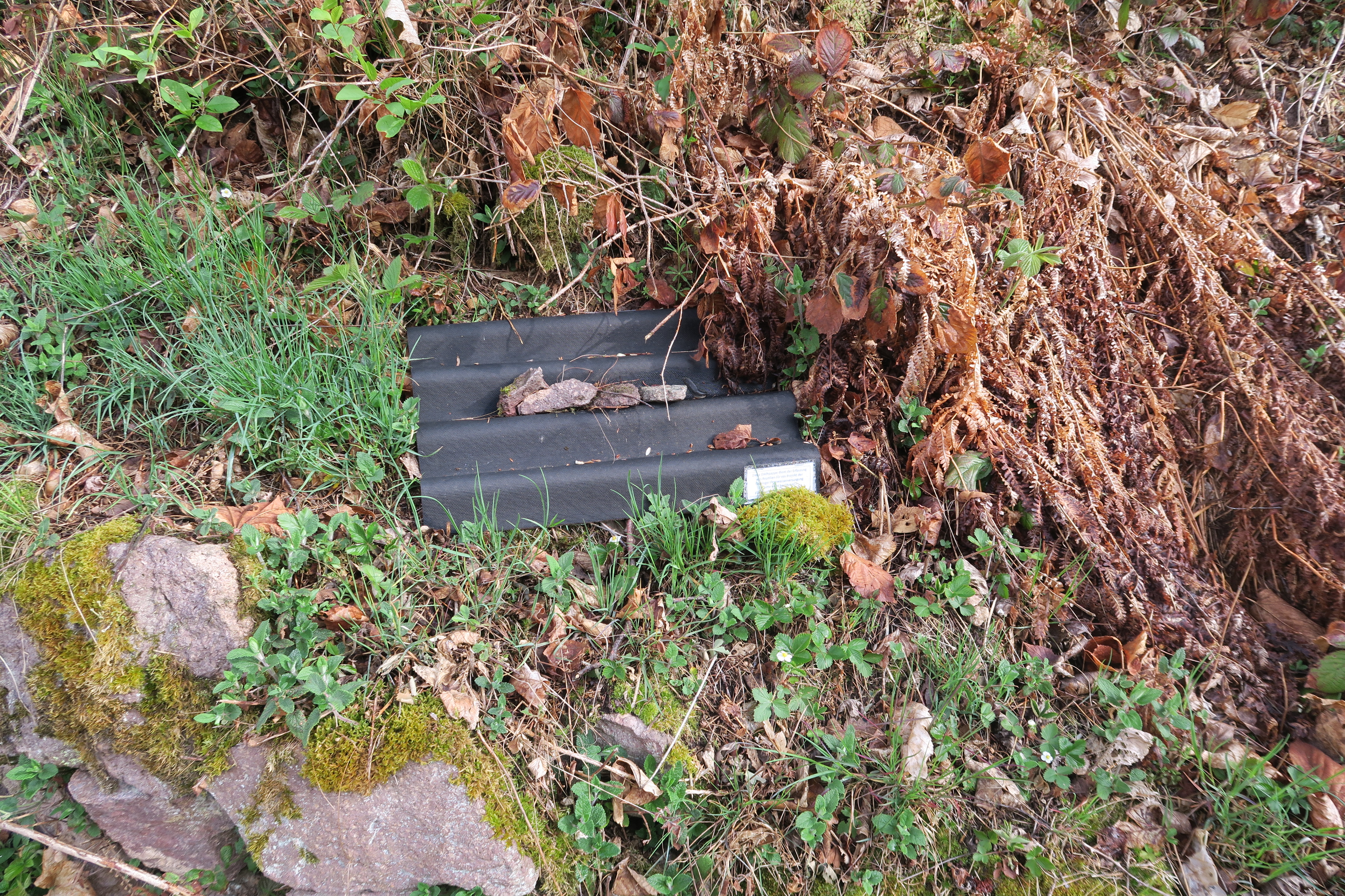 Eine ausgelegte kleine Matten, die als „Sonnenplatz“ für Kriechtiere dient.